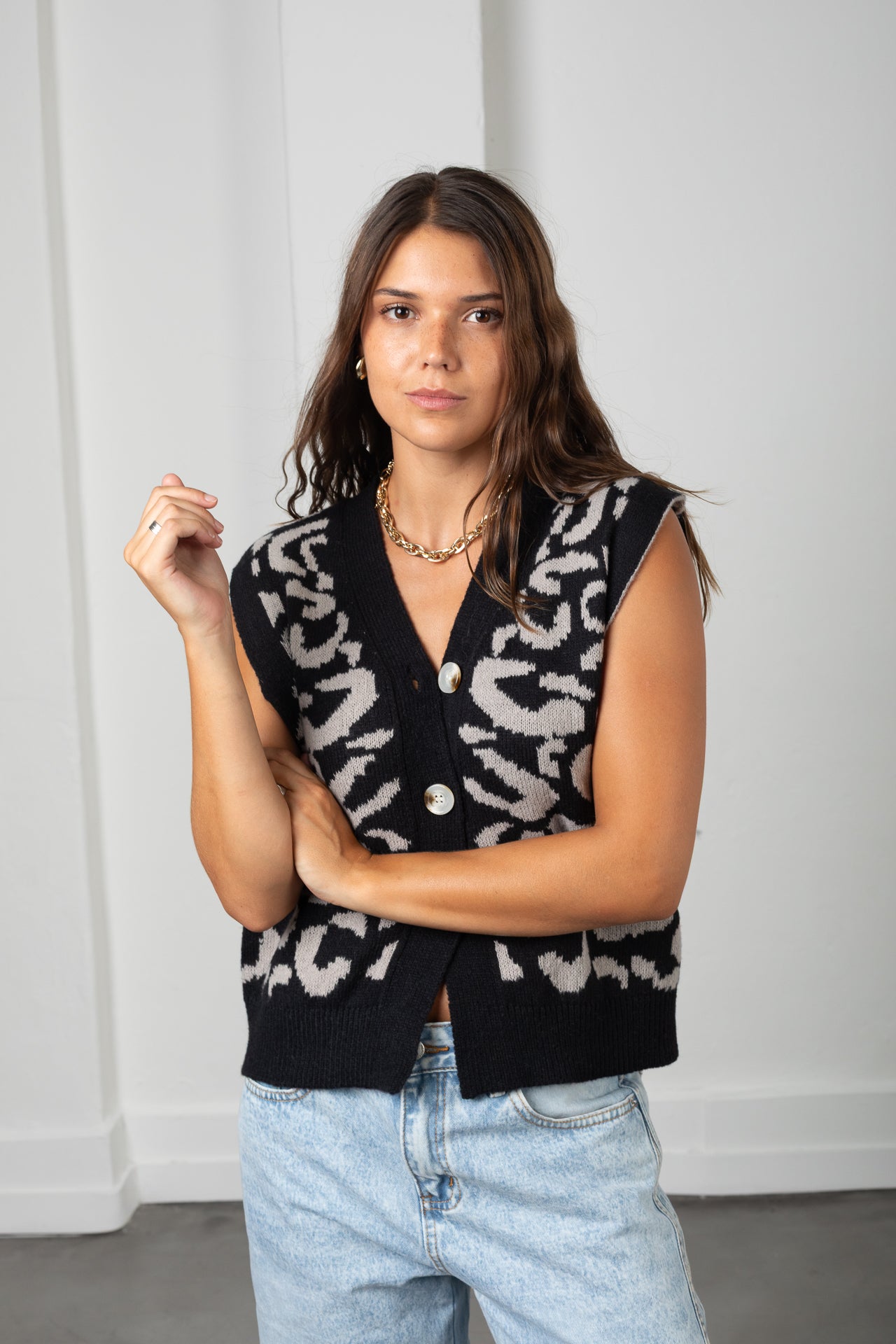 Chaleco Print negro