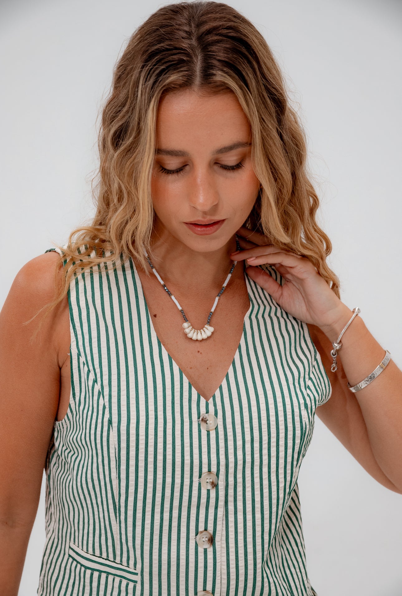 Collar Sunset azul con blanco